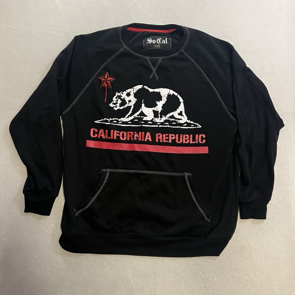 Vintage No Fear So Cal Sweatshirt Men's XL Black Pullover California Bear Y2K